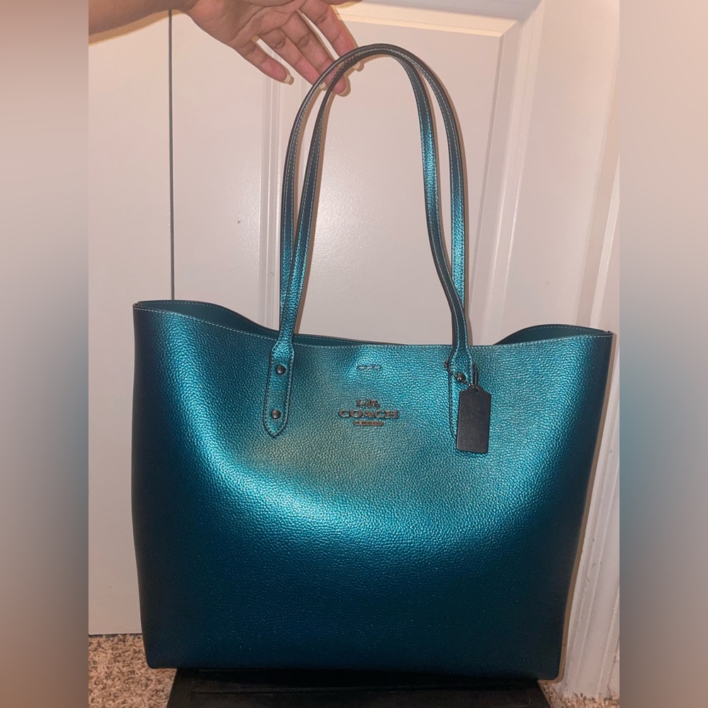 Coach Metallic Teal Market Tote